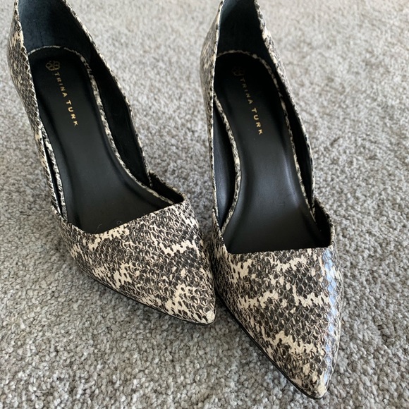 Trina Turk Black and White Snakeskin Pumps - Picture 3 of 7